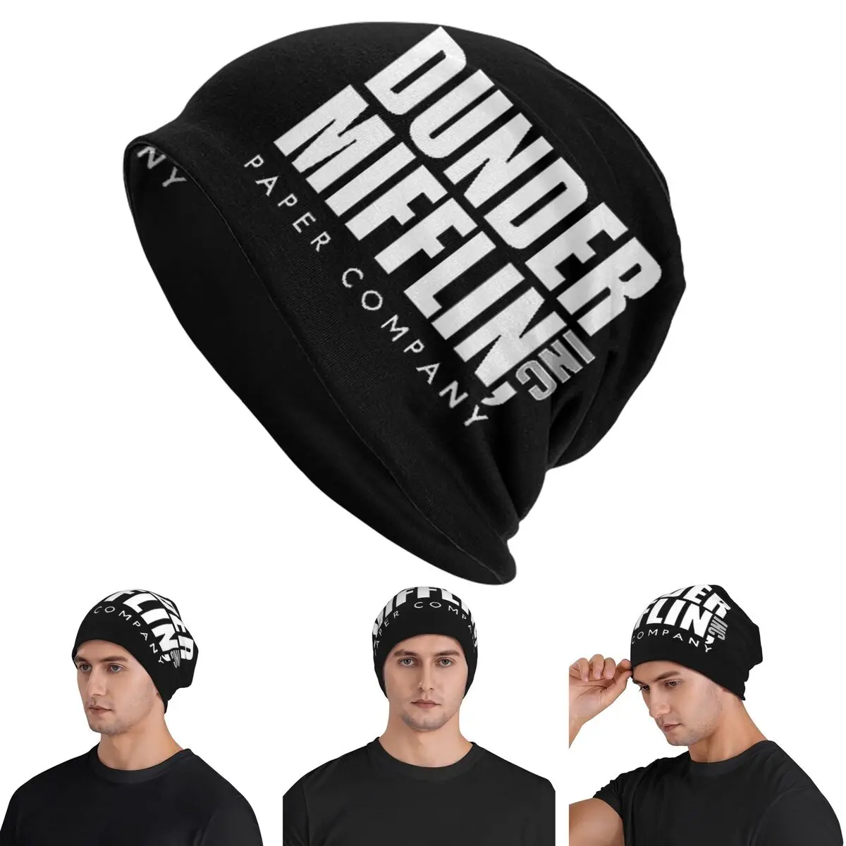 Dunder Mifflin Logo Warm Knitted Cap Fashion Bonnet Hat Autumn Winter Outdoor Beanies Hats for Unisex Adult