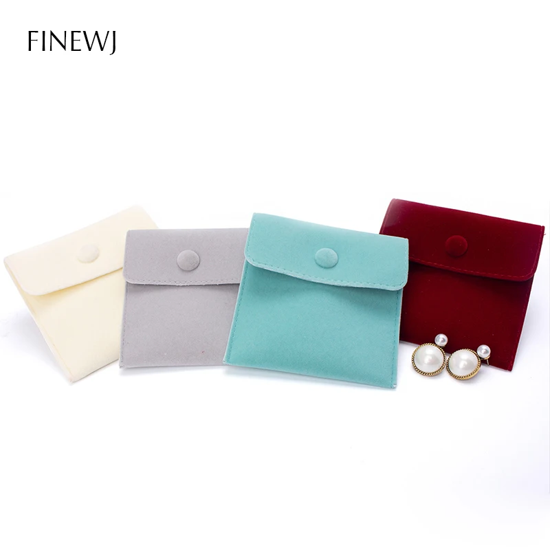 Luxury Velvet Gift Jewelry Pouch for Ring Necklace Earring Bracelet Packaging Wholesale Envelope Storage Bag with Snap Organizer