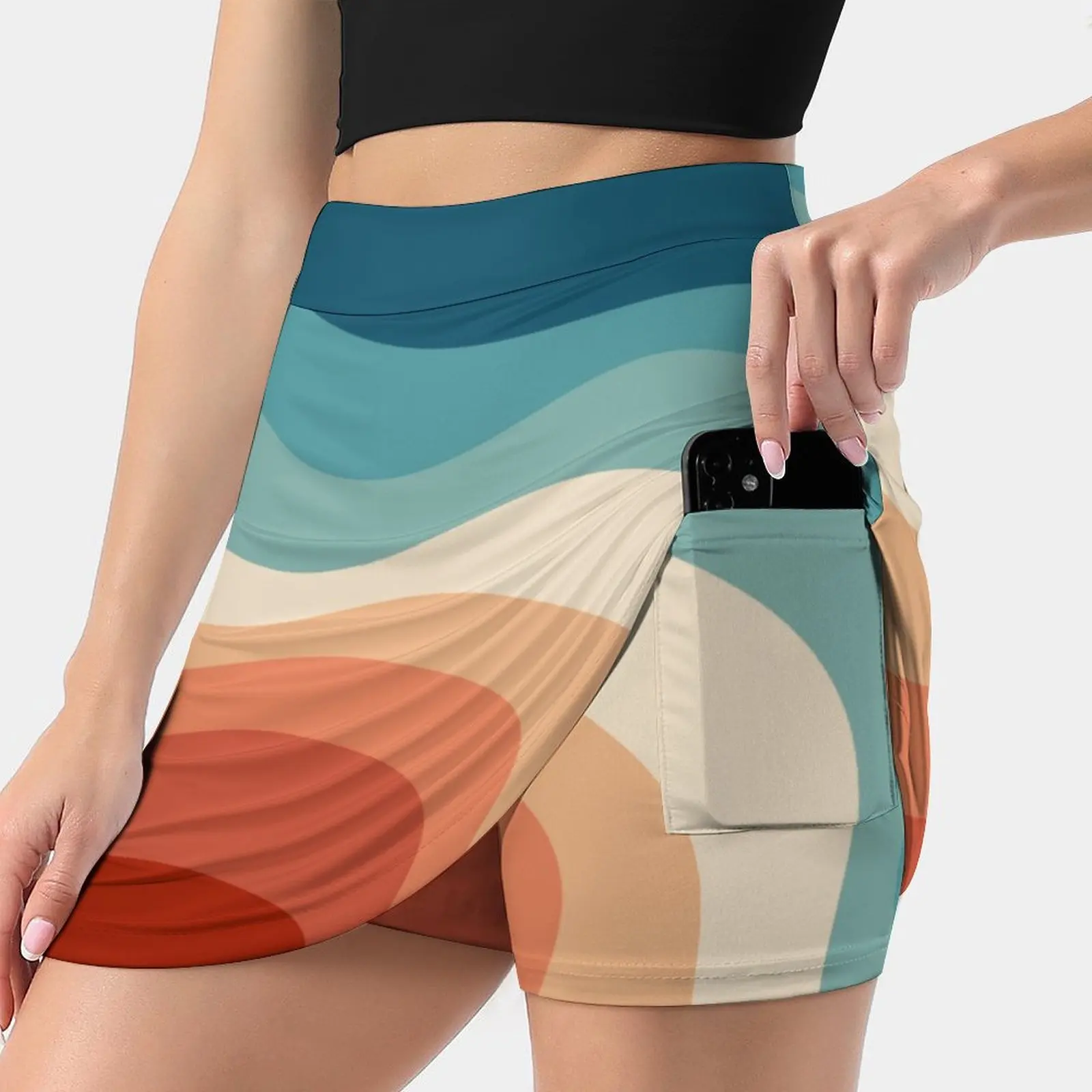 Retro Style Waves Women's skirt Sport Skort Skirt With Pocket Fashion Korean Style Skirt 4Xl Skirts Retro Waves Waves Retro