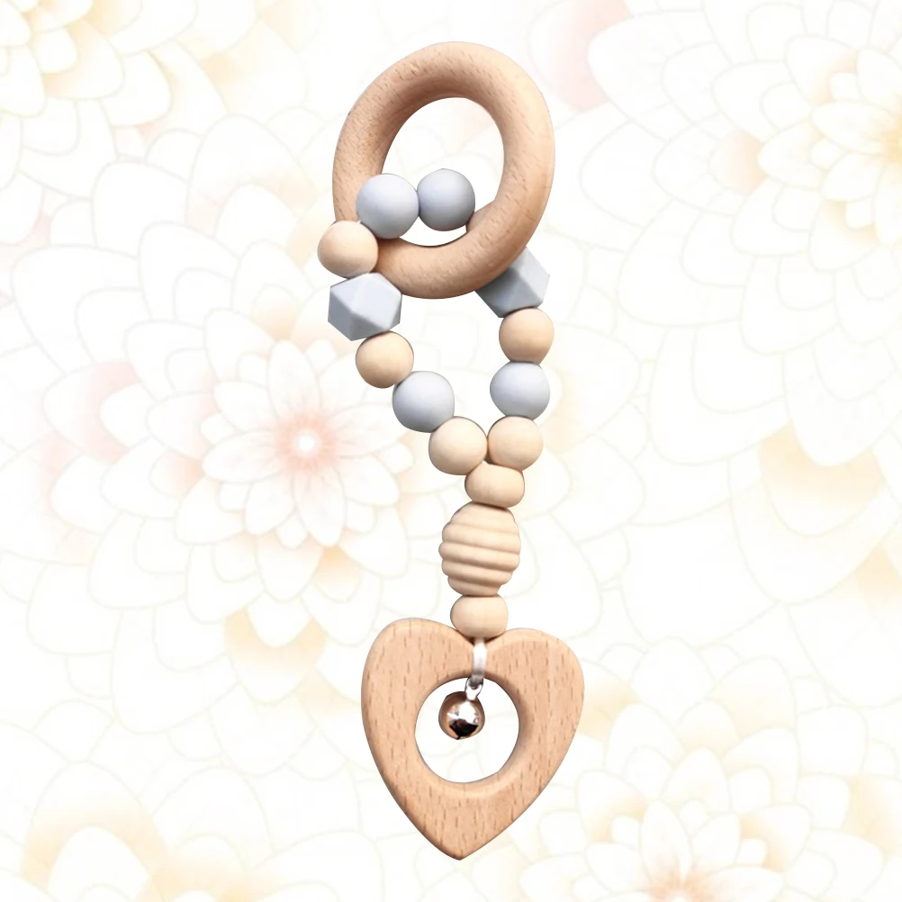 

Baby Teether Rattle Wooden Silicone Bead Molar Chain Educational Bite For Infants Toddlers Newborns Durable