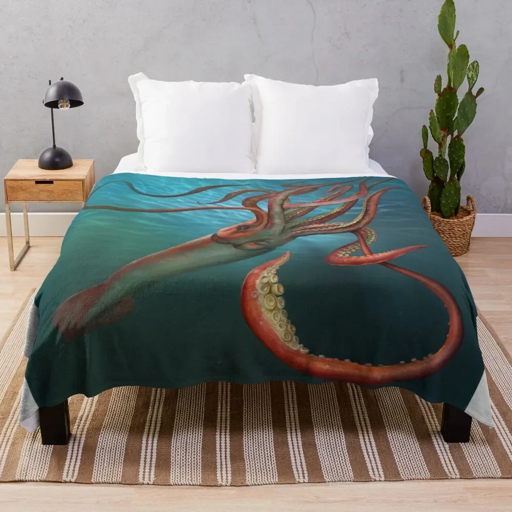 Giant Squid Throw Blanket Plaid on the sofa Summer Summer Beddings Blankets