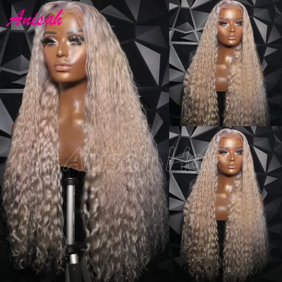 

Brazilain Virgin Hair Ash Blonde Wig Lace Front Curly Human Hair Wig Platinum Ash Blonde Lace Closure Glueless Wig for Women