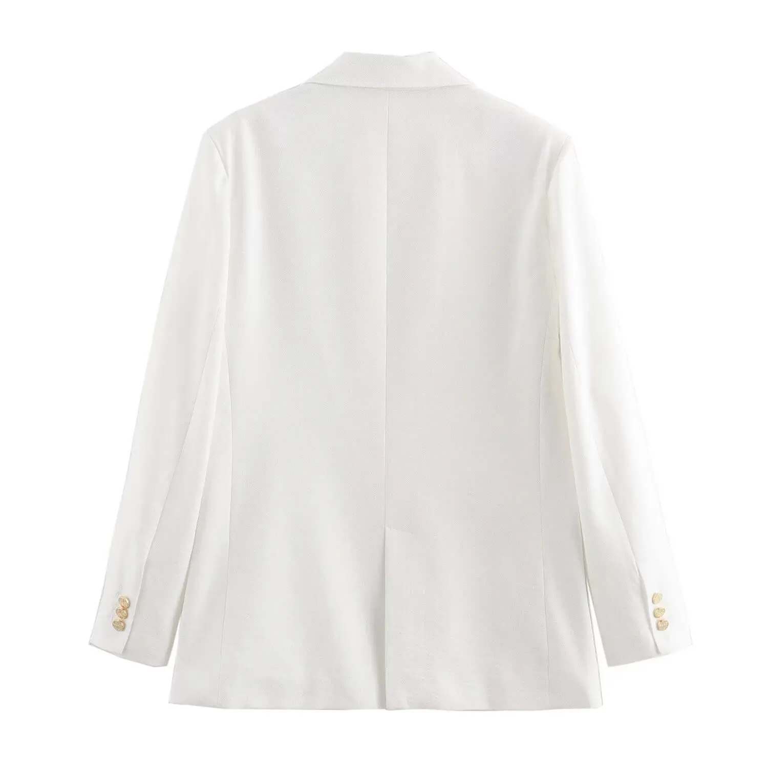 TRAFZA Female Loose Coats Office Lady White Turn-Down Collar Long Sleeves Single Breasted Summer Blazers Woman Trendy TRAF