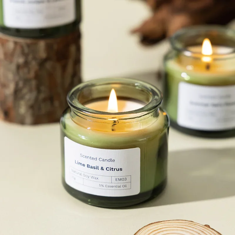 شمعة عطرية للنباتات الطبيعية ، عديمة الدخان ، شمع فول الصويا الأخضر ، كوب زجاجي ، عطر الزفاف ، ديكور غرفة النوم #4