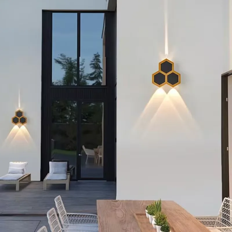 Outdoor Wall Light Outdoor Waterproof Whole House Garden Courtyard Balcony Staircase Corridor Door Wall Hexagonal Wall Light