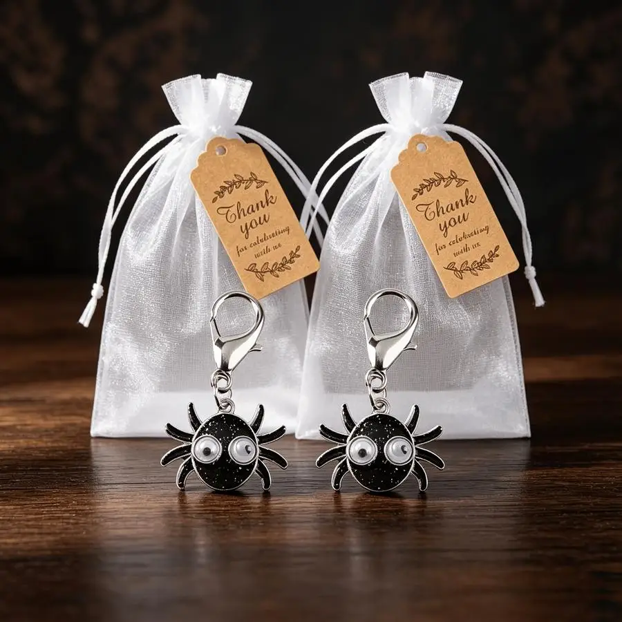 1/5/10/20/50/100pcs - Halloween Spider Keychain Party Gift, Spider Pendant Decorative Keyring, Halloween Theme Guest Rebate Gift
