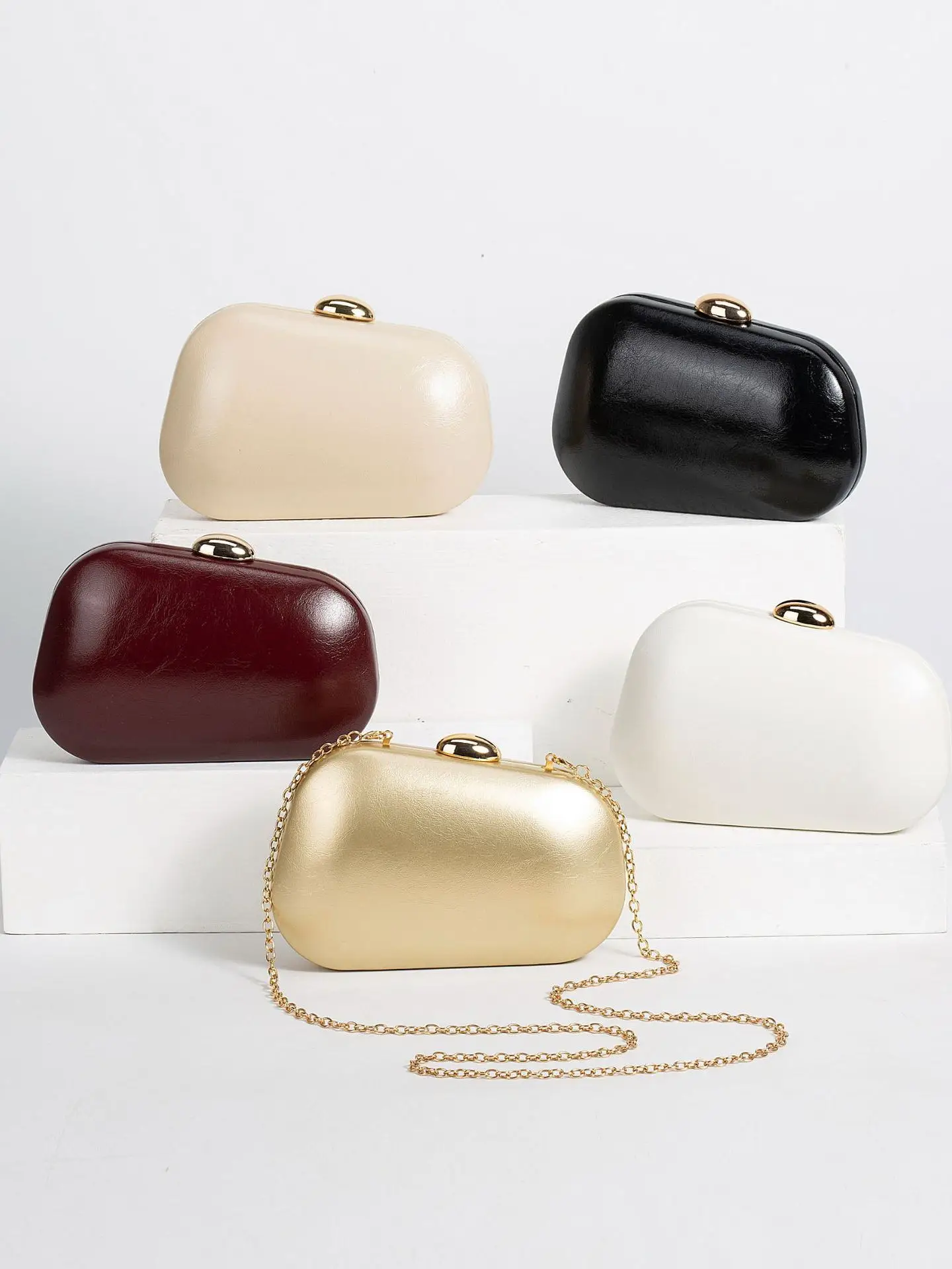Gold Shaped PU Handbag Single Shoulder Slant Cross Fashionable Personality Lady Dinner Bag Youth Casual  Shape Polyester