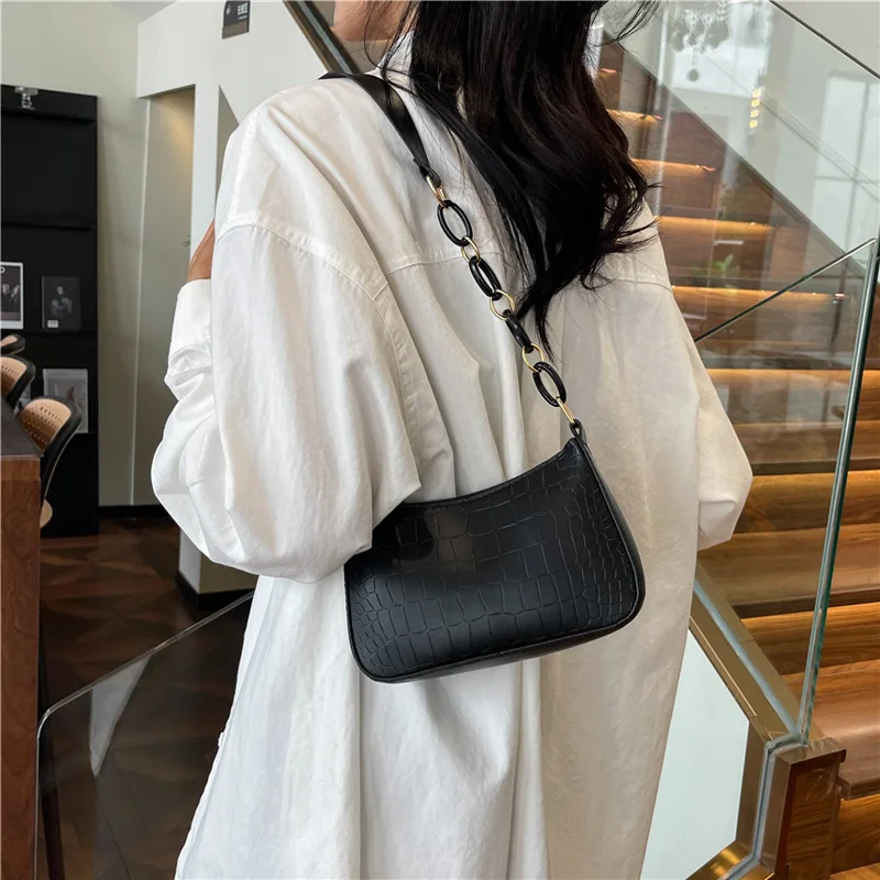 

2025 New Stone Texture Shoulder Bag Stylish Solid Color Crossbody Purse Vintage Summer Handbag Minimalist Underarm Bag