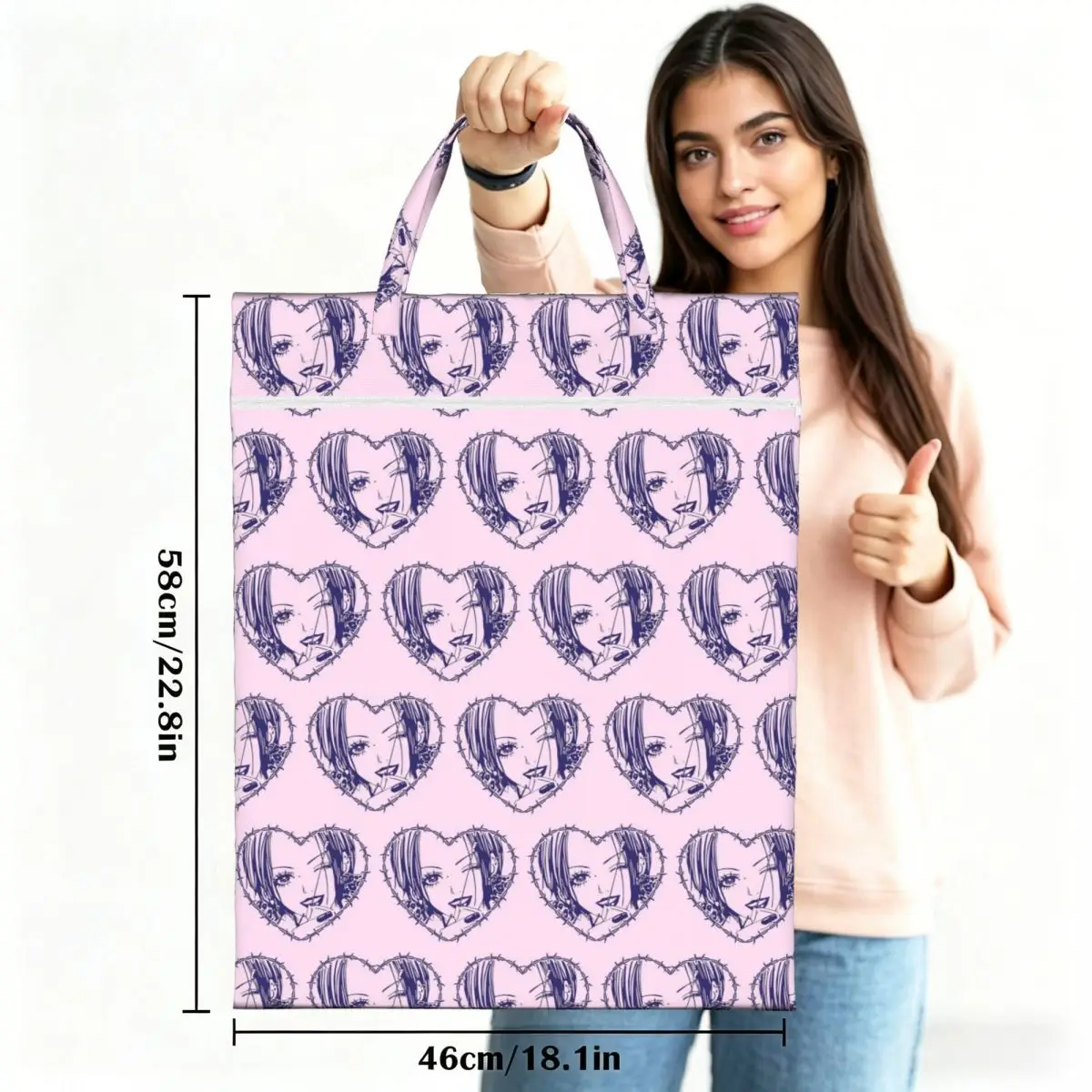 Nana Osaki Barbed Wire Heart Spread Travel Laundry Bag Waterproof Reusable Dirty Clothes Pouch Gym Yoga Vacation Washing Basket