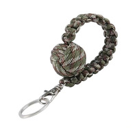 Outdoor Self-Defense Umbrella Rope Keychain Monkey Fist Steel Ball Chain Outdoor Safety Protection Accessories Knot Steel Ball