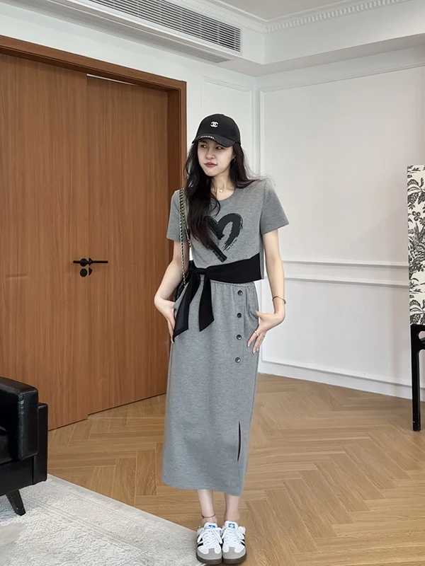

Romantic Waisand Loose Casual High Waist Straight Leg f Skirt Set Women's Faion Ensemble Polyester Fiber ort Sve ...