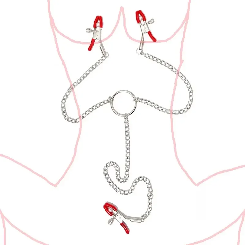 Abrazadera ajustable para pezones y clítoris en forma de Y con cadena de Metal de acero inoxidable, juguete sexual para flirteo y al pecho de acero inoxidable