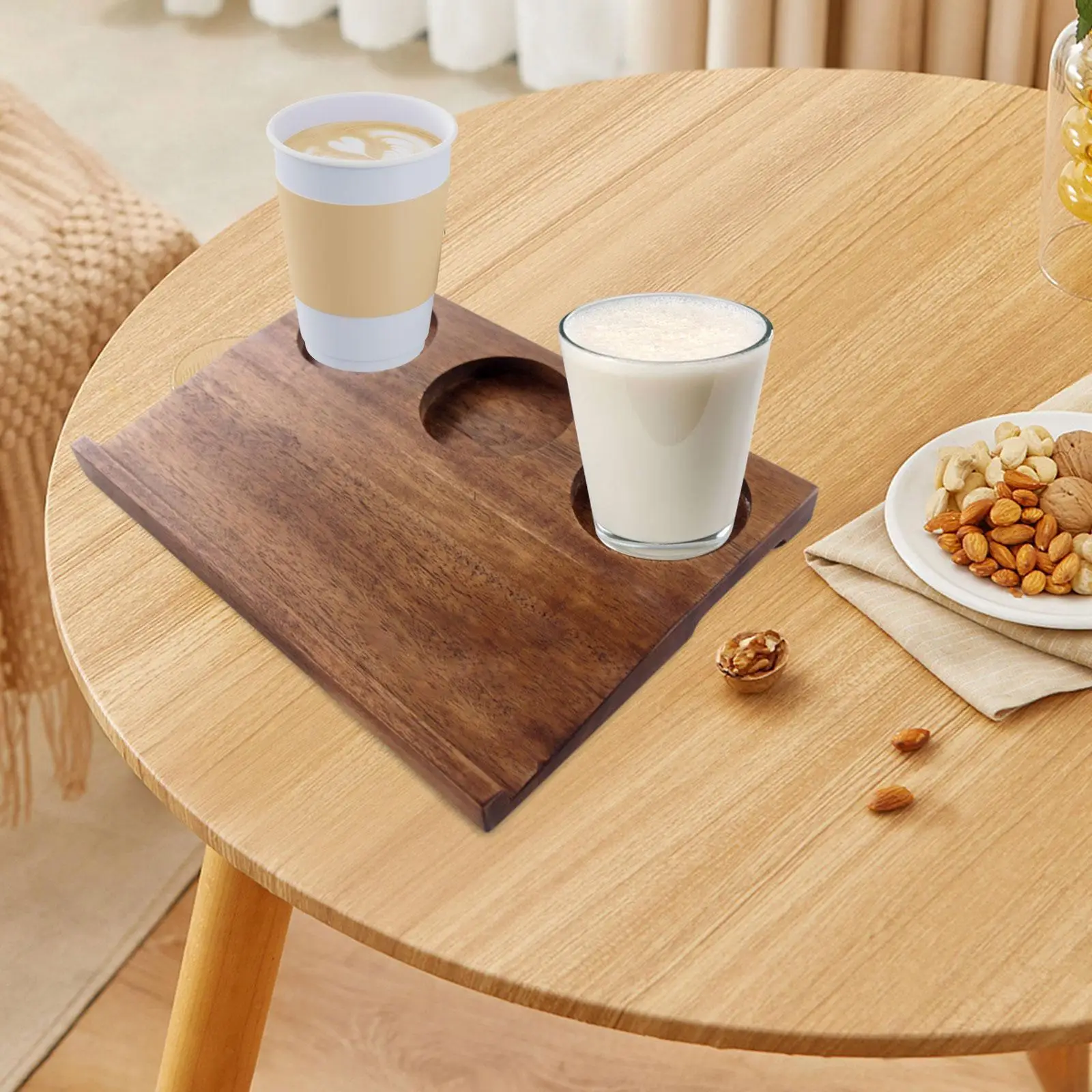 Wooden Coffee Cup Tray, 3 Hole Cup Holder, Tool Serving Tray ,Wooden Stand for Coffee for Drink,