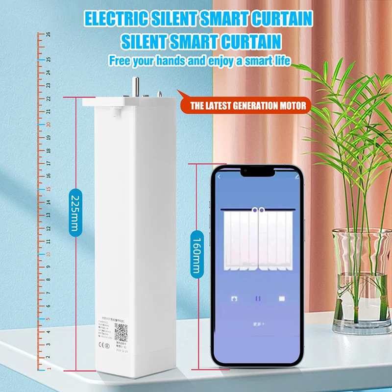 Sistema motorizado de Motor de cortina para el hogar, barra de riel eléctrica con wifi, compatible con Alexa y Google Alice, tuya, 225mm, último