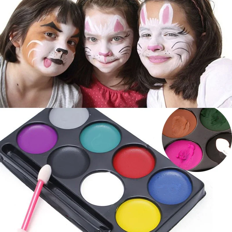 Peinture à l'huile de visage sans coupe, art corporel, maquillage de tatouage, drame cosmétique, visage de clown, fête d'Halloween, 12 couleurs