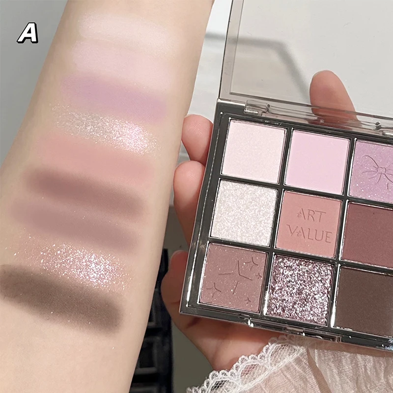 9 色のアイシャドウ パレット オレンジ ブラウン マット アイシャドウ グリッター シャイニー アイシャドウ ハイライター 長期的な目メイクアップ