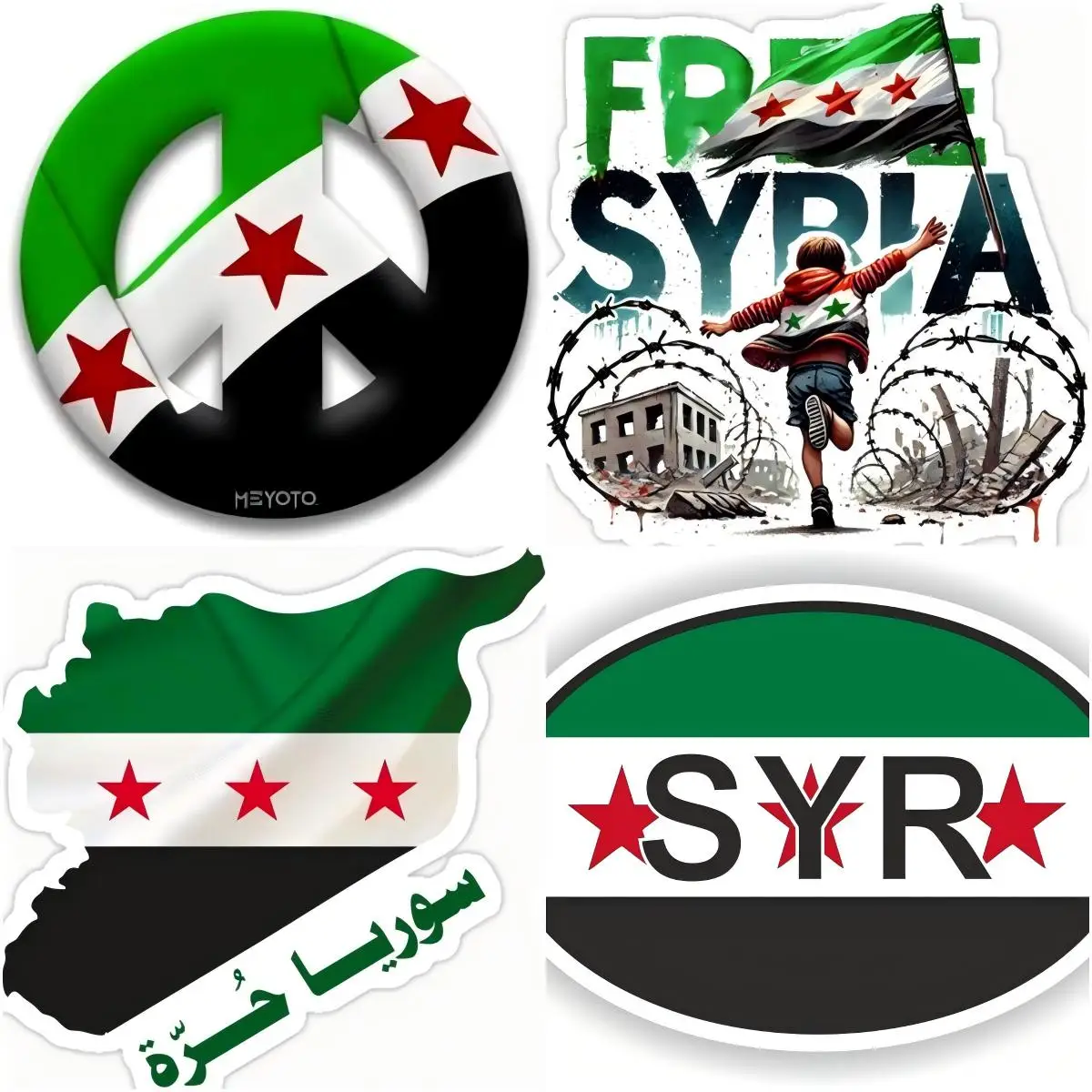 

Syrian Syria flag SYR SY Coat of Arms Sticker Decal Self Adhesive Vinyl Car Decal for Motorcycle Notebook Waterproof