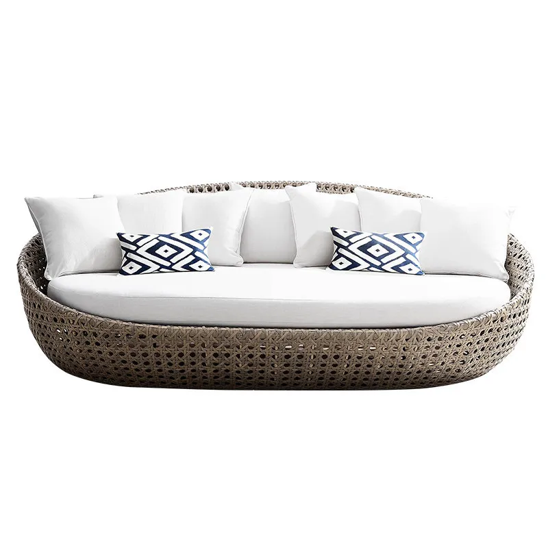 

Outdoor bed rattan circular bed furniture creative leisure double balcony