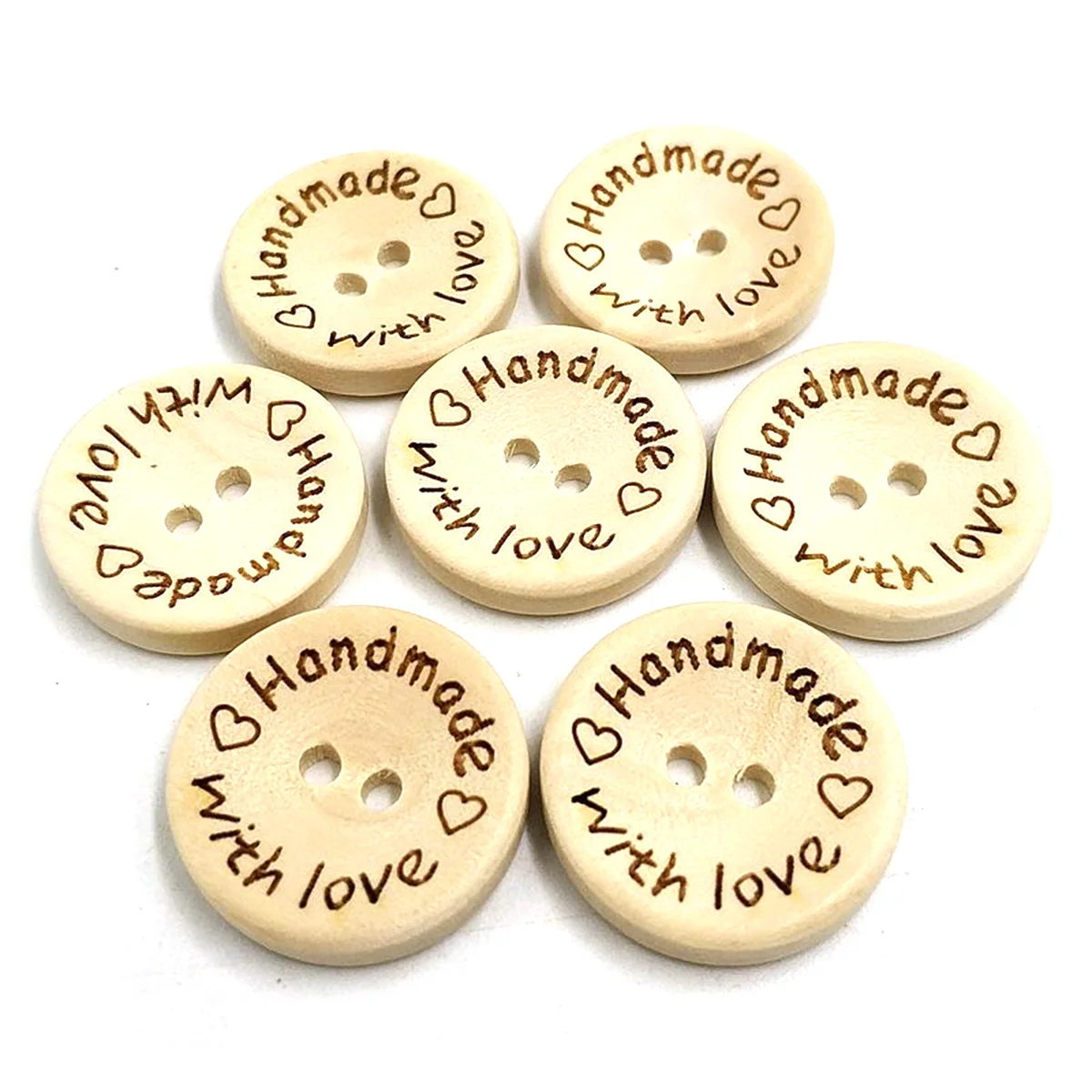 

100Pcs 15Mm Wooden Buttons Round 2 Eye Solid Wood Button for Clothing DIY Art Craft Projects Handmade Accessories