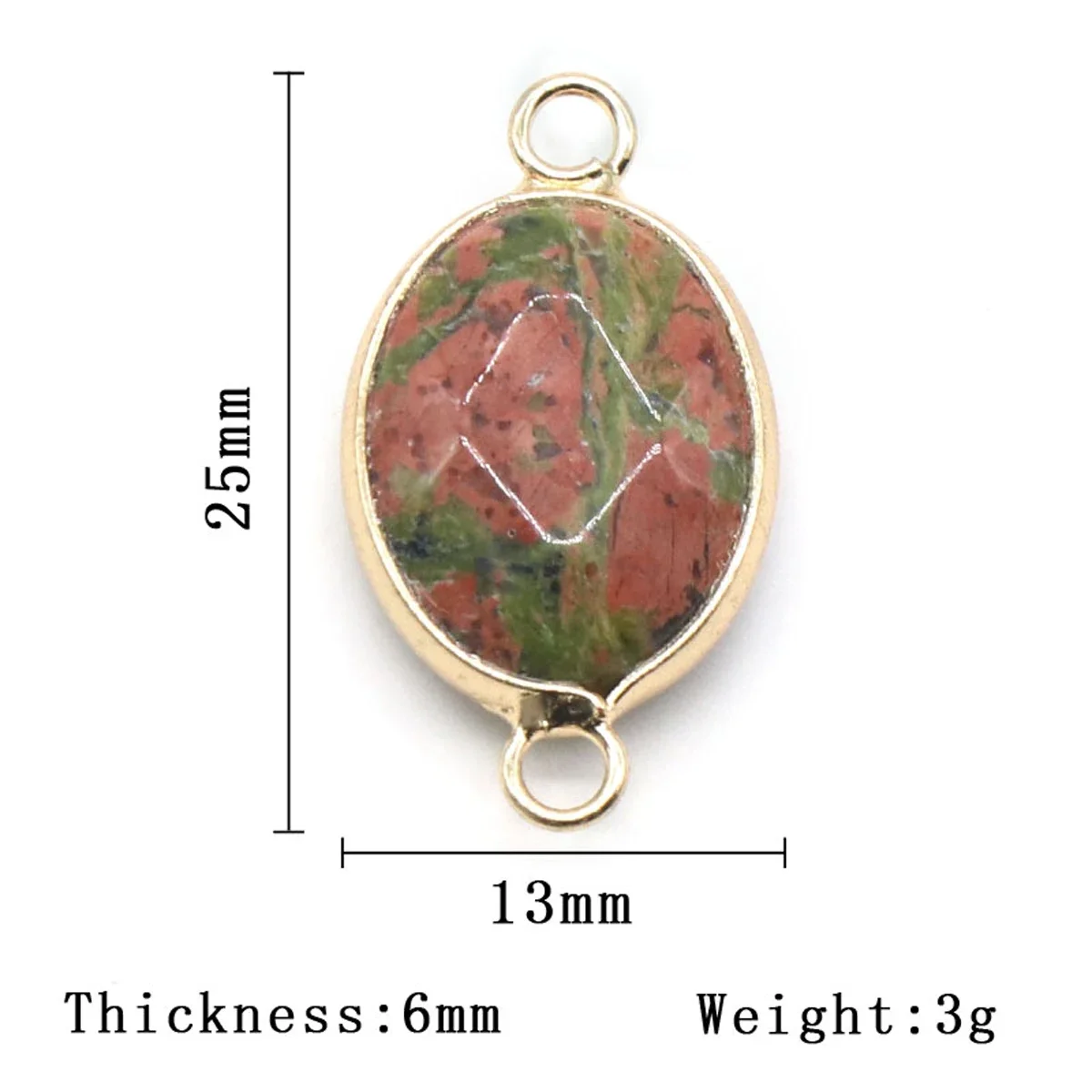 Natural Stone Crystal Double Hole Pendant Oval Shape Charms for Jewelry Making Supplies DIY Necklace Bracelet Accessory 25x13mm image 2