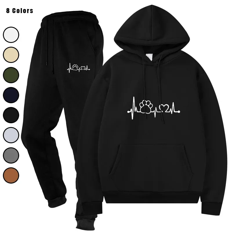 

Men's Autumn Winter Comfort Printed Sweatpants Tracksuit Hoodies Daily Casual Sporty Jogger Suits Warm Home Outdoor Outfits