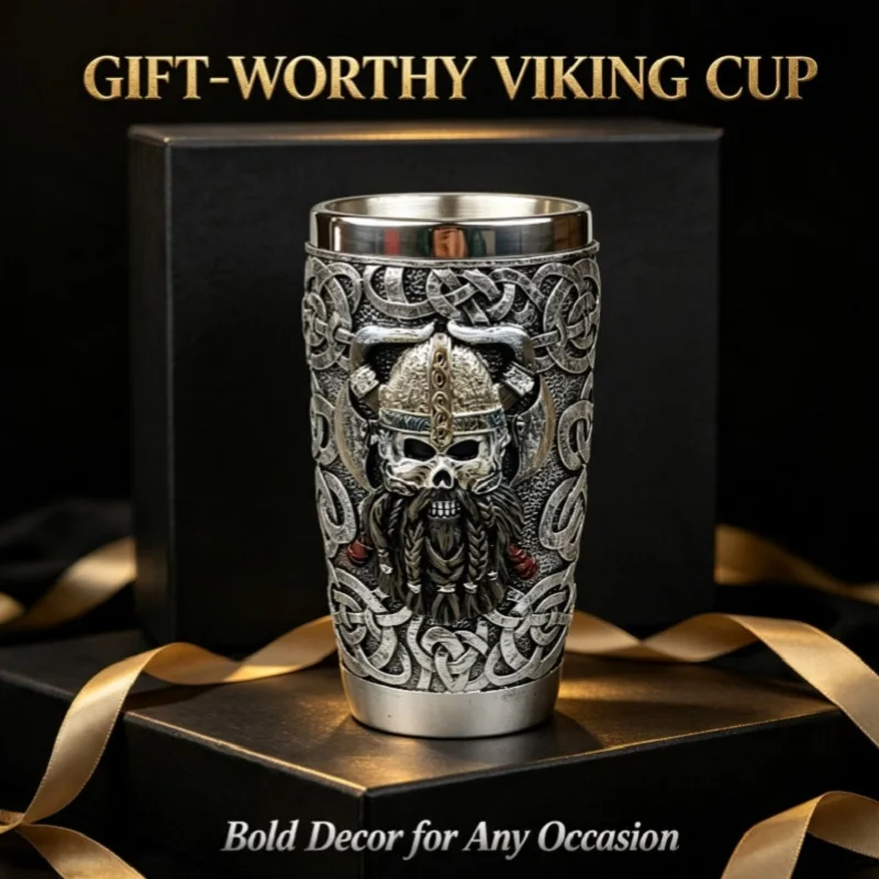 Viking Warriors Skeleton Skull Mug 304 Stainless Steel Insert Resin Water Cup Tankard Coffee Beer Mugs Cup Halloween Friend Gift