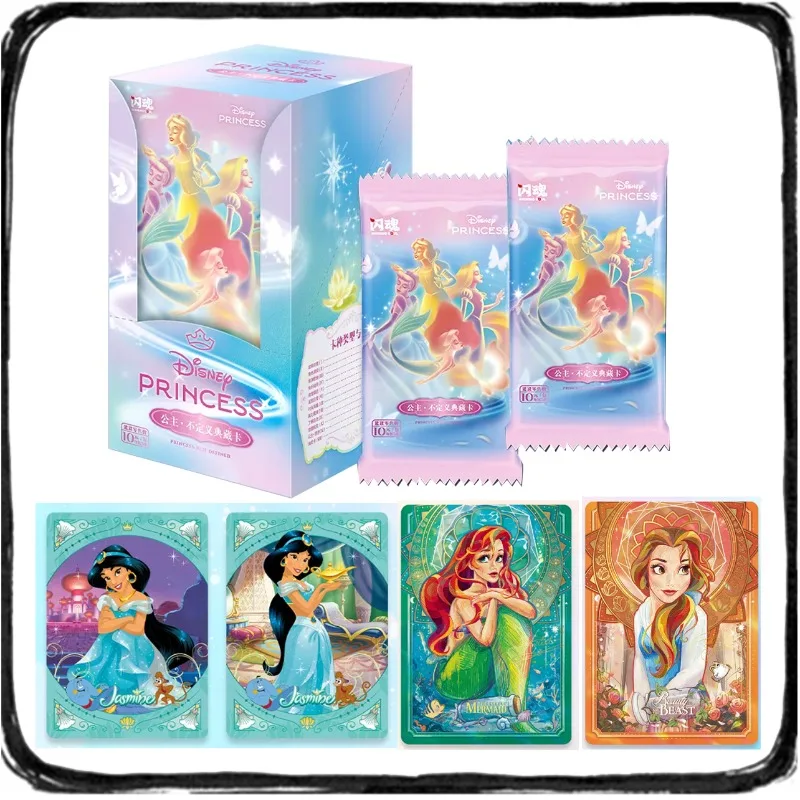 Caja Original Disney Princess, tarjeta de coleccionista indefinida, sirena, Bella Durmiente, Aladdin, tarjetas de personajes de Anime, juguete de regalo para niños