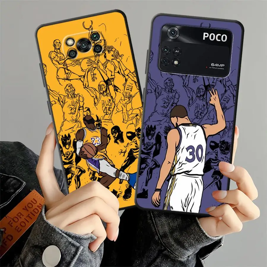 Чехол для Xiaomi Poco F3 F4 F5 C65 C50 M5 M3 M4 Pro X3 X4 X5 C51 с мягкой задней крышкой для телефона с рисунком баскетбольной звезды