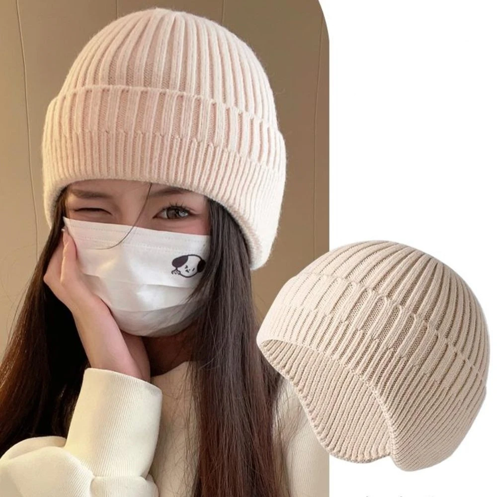 Solid Knitted Hat Winter Thermal Running Sports Hats Stretch Fitness Warm Ear Cover Beanie Hiking Cycling Ski Windproof Cap Soft