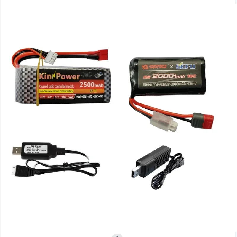 Akumulator litowo-jonowy 2S 7,4 V 2000 mAh / ulepszony akumulator Lipo 3S 11,1 V 3200 mAh / USB Do części samochodowych MJX Hyper Go14301 14302 1/14