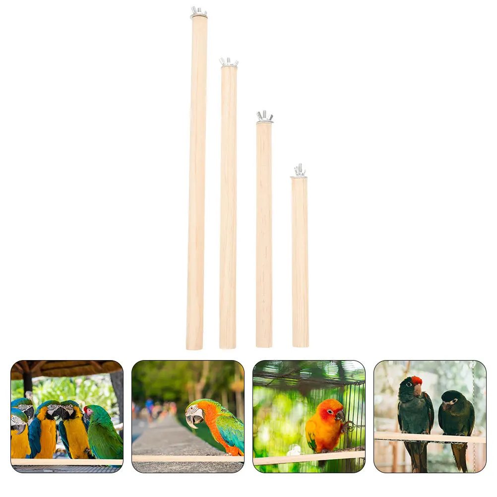 

4Pcs Parrot Perch Stand for Birdcage Wooden Perches Long Rods Stable Non-Slip Grip Ideal for Large Parrots Cage Environment