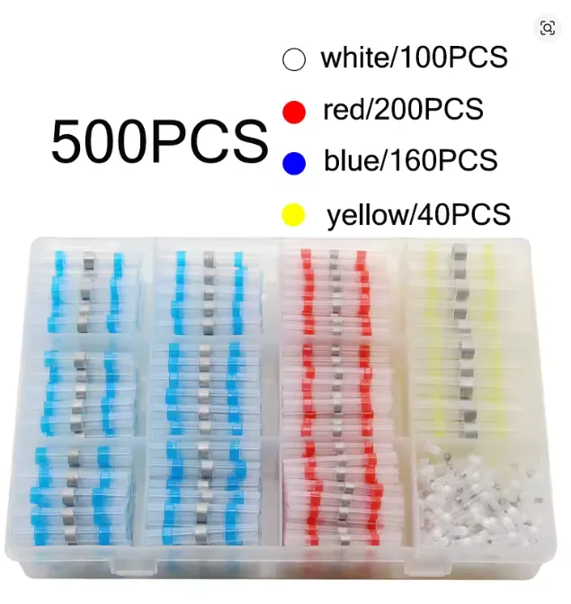 50-500 Stück Wasserdichte Wärmeschrumpf-Lötverbinder 26-10 AWG Klebende Stoßverbinder-Set für Kabelreparatur
