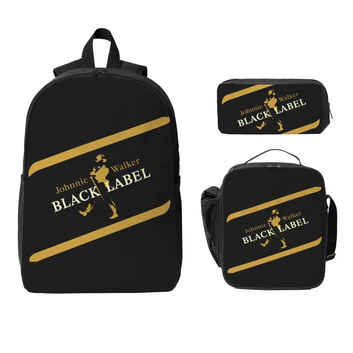 Johnnie Walker Backpack Student Boys Girls BookBag School Bag Computer Shoulder Bags 3ps Insulated Lunch Bag Pencil Case