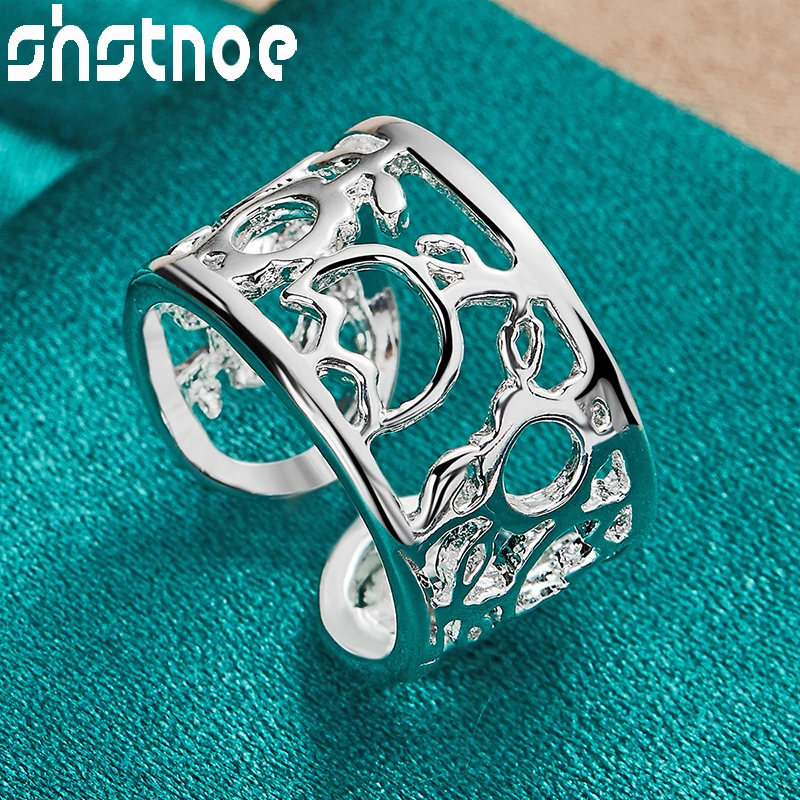 

SHSTONE New 925 Sterling Silver Fashion Irregular Hollow Pattern Finger Rings For Women Bridal Unique Wedding Engagement Jewelry