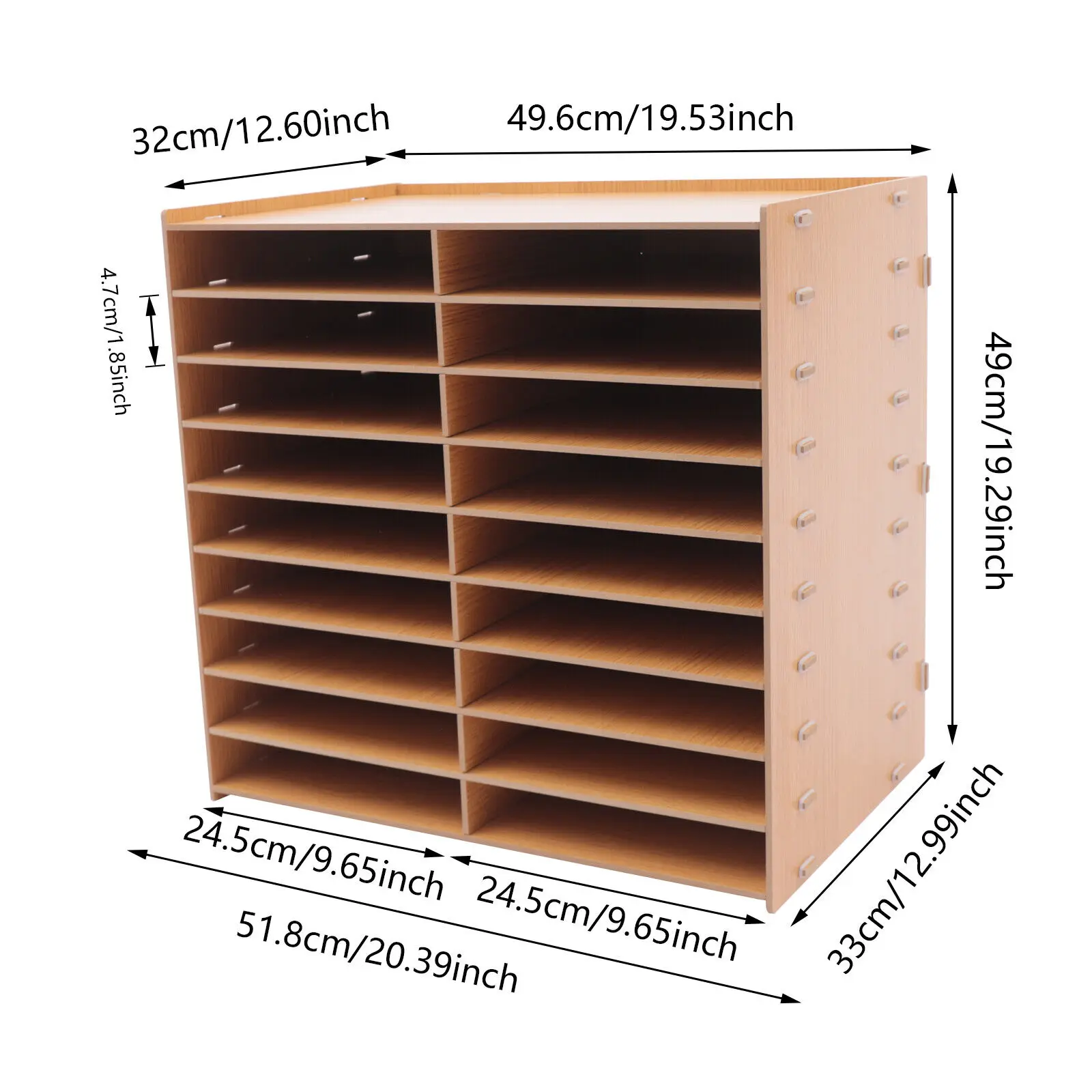 9 Tier Paper Tray Organizer Wood Desktop File Organizer for Home Office School 18 Grids