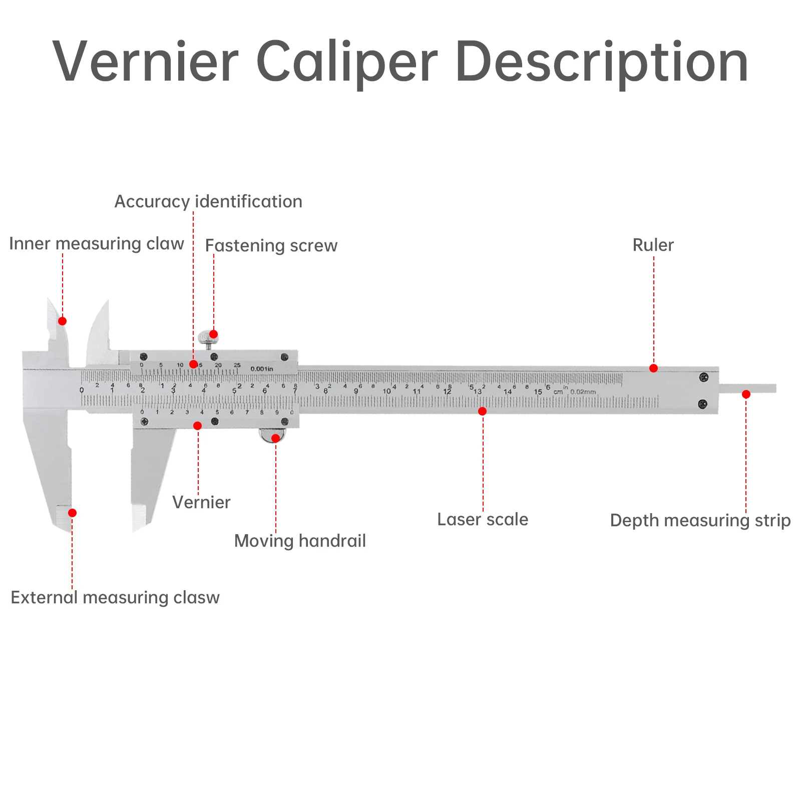 0–150 mm/200 mm/300 mm 0–6 Zoll/8 Zoll/12 Zoll metrischer und imperialer Doppelskala-Messschieber aus Kohlenstoffstahl, 3 Größen optional – Detail 10