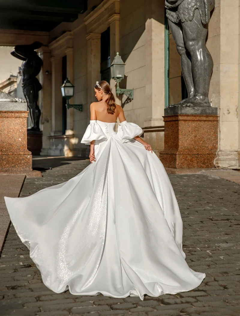 Vestido De Novia De sirena sin tirantes para mujer, vestido De Novia moderno De lujo, escote Corazón, mangas cortas, cordones, satén