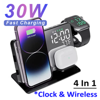 30W Fast Wireless Charger Dock Station For iPhone 14 13 12 11 XS XR X 8 Apple Watch 8 7 6 SE AirPods 3 Pro Phone Charging Stand
