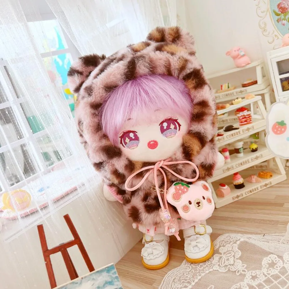 Leopard Print Cotton Doll's Clothes Cartoon Hoodies Idol Plush Doll Clothes Kawaii Dress Up Doll Plush Clothing