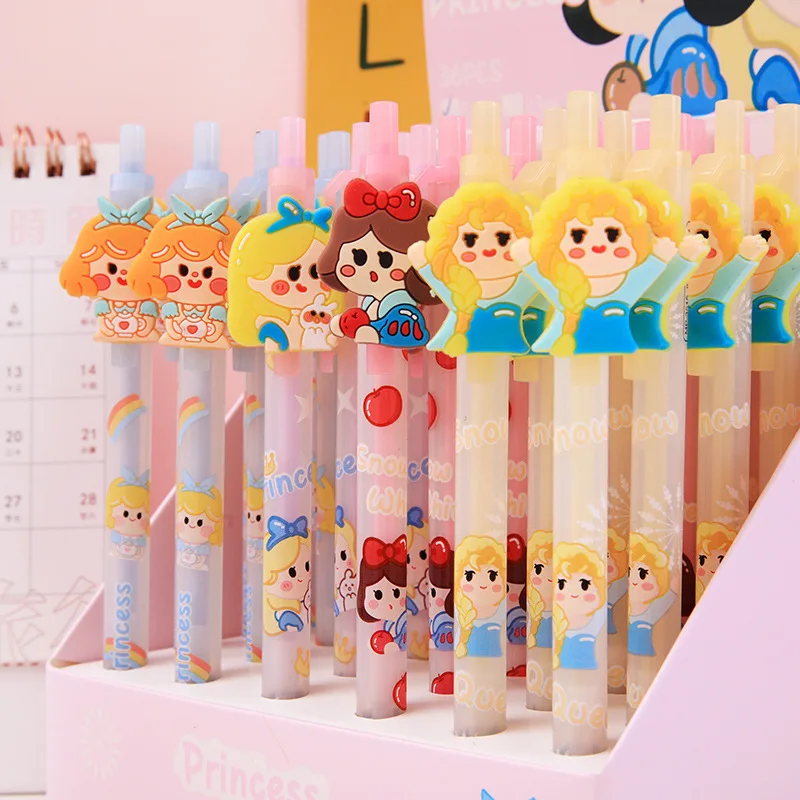 

36PCS Disney cute princess automatic pencil cartoon animation pencil learning stationery high value press writing pen gift