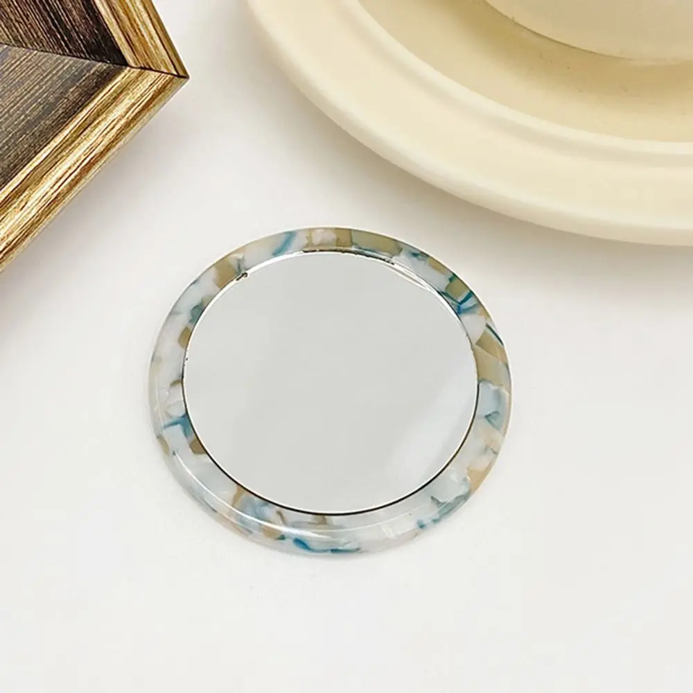 Menina senhora presente simples acetato espelho de maquiagem redondo mini spa salão espelhos compactos portátil bonito espelhos de beleza