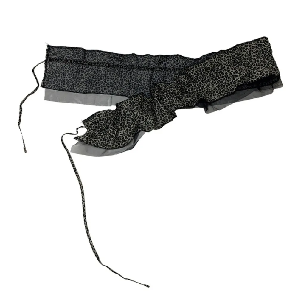 الهيب هوب ليوبارد طباعة وشاح الورك تنورة قميص موسع شبكة تكدرت حافة زنار Y2K طبقة حلوة وتتسابق حزام الخصر اكسسوارات