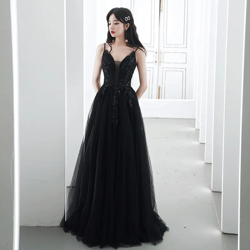 

Reject Return A160 Black Evening Dress Female Banquet Formal Gowns Sexy Women Celebrity Birthday Party Dresses