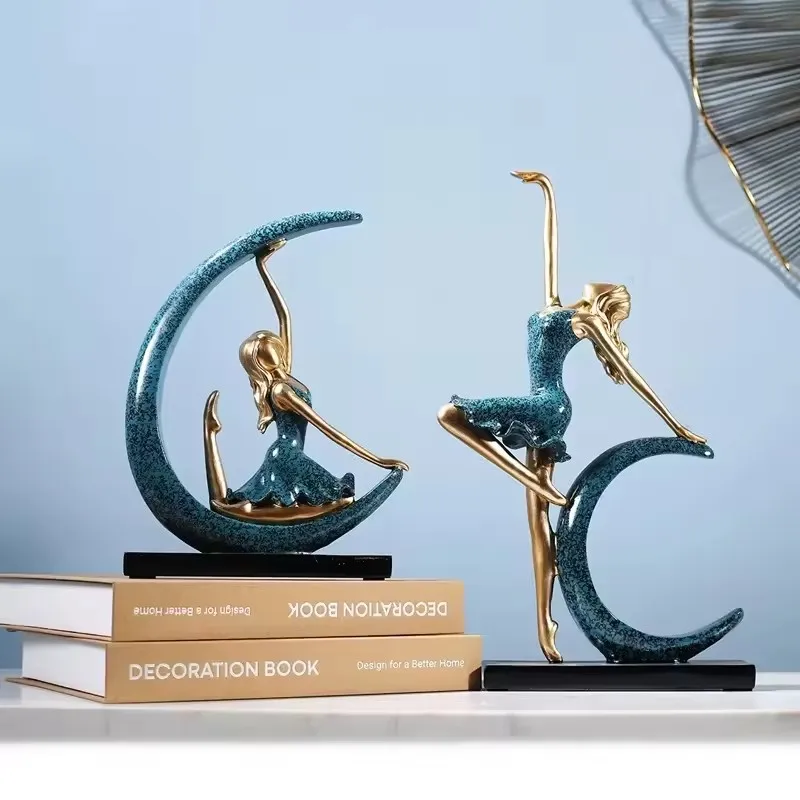 

34.5cmMoon Girl Figure Ballet Dancer Statue Living Room TV Cabinet Decoration Ornaments Birthday Gifts Artware Home Decor Figuri