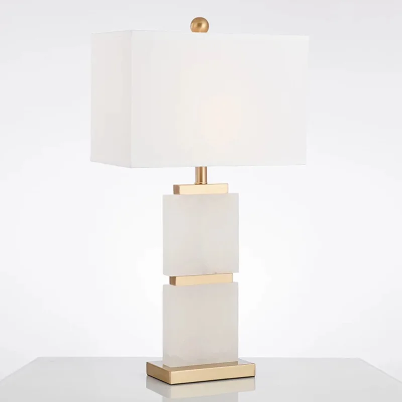 

New Chinese table lamp designer model room bedroom bedside modern light luxury living room marble zen hardware table lamp