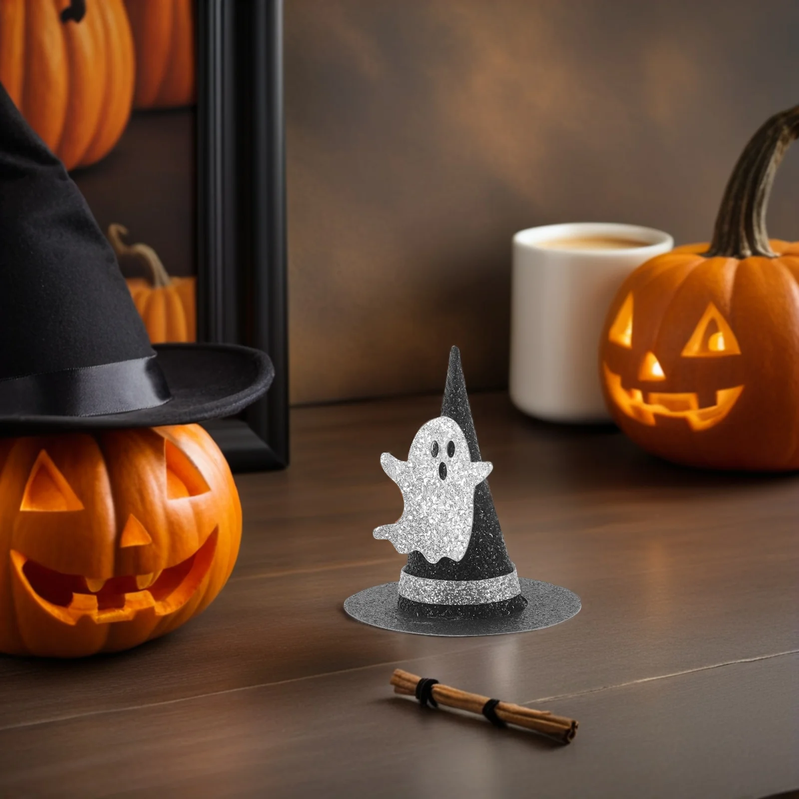 

24pcs Halloween Party Decorations Glitter Witch Hat Cupcake Toppers Mini Cake Supplies for Birthday Dessert Celebration Wicked