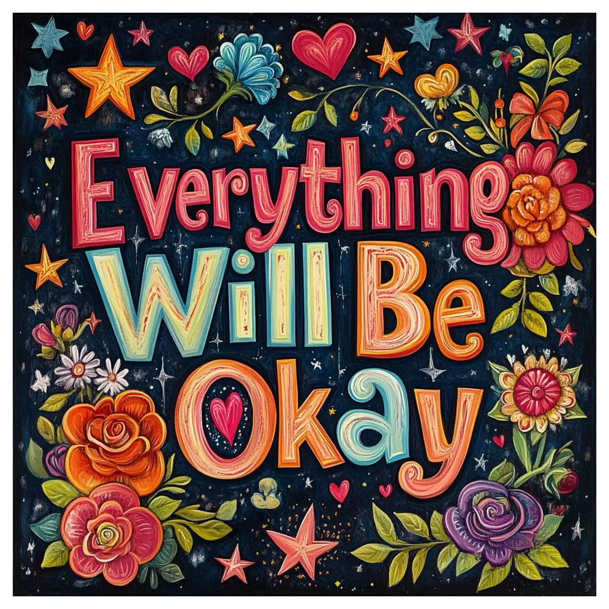 1pc 40X40CM/15.74inch Everything Will Get Better Cross Stitch Kit DIY Kit 11CT/14CT New Arrival Eco-Cotton Thread