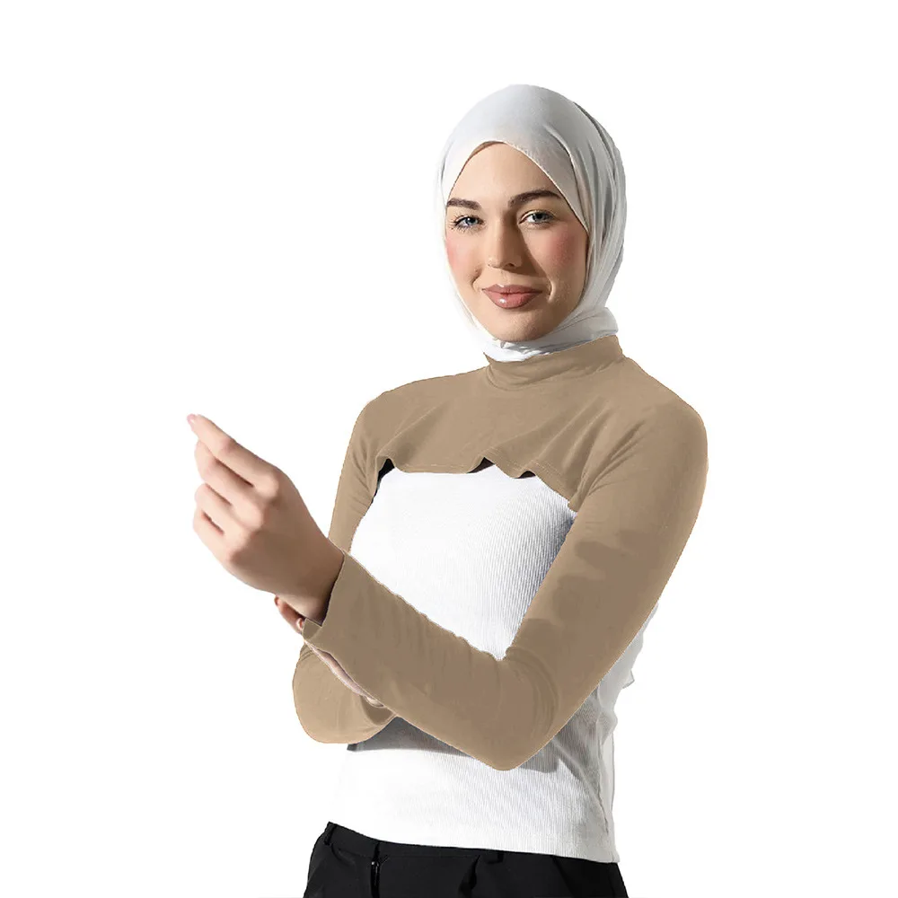 Stretch Modal Jersey Volle Hals Ärmel Frau Muslimischen Hijab Lange Arm Abdeckung Shrug Schulter Oversleeve Suncreen Islamische Tragen Ärmeln