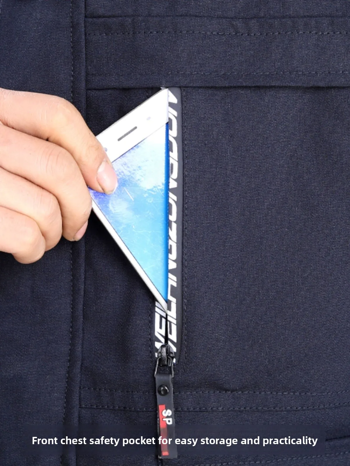 Wiosenny bawełniany zestaw odzieży roboczej dla spawaczy, męski, wytrzymały strój roboczy, granatowy kombinezon ochronny dla pracowników magazynowych.