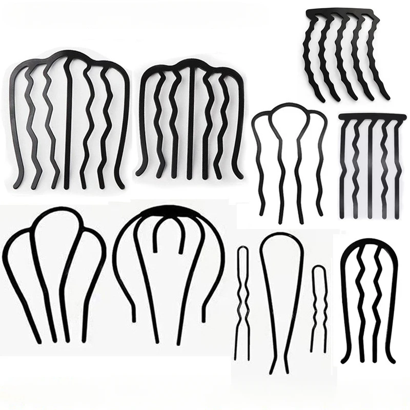 Metal Black Hair Fork Clip Women Hairpin Combs Messy Bun Hairpins Clip Hair Side Combs Updo Hairs Stick Hair Styling Accessories